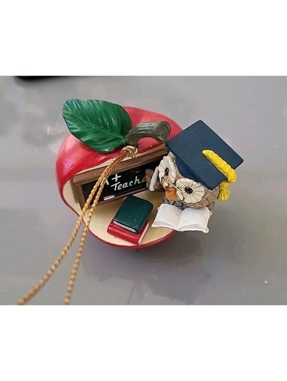 Vtg Christmas Ornament Decoration A+ Teacher Owl Merry Christmas EUC